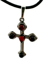 Silber-Kreuz mit Bernstein - Einzelstück